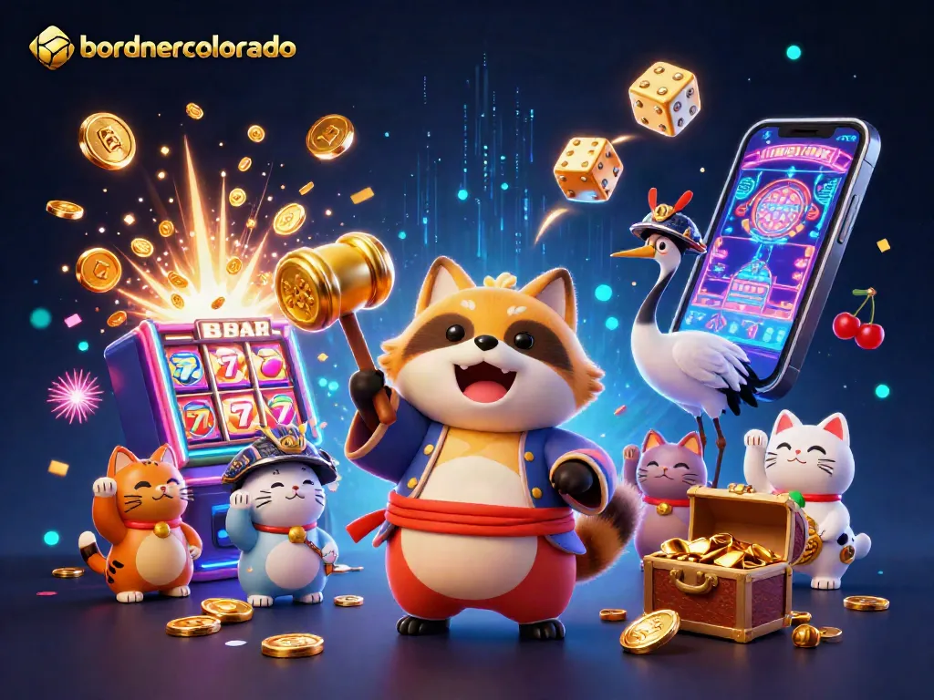 Experience the excitement of bordnercolorado with a dynamic casino scene featuring colorful mascots and winning elements.