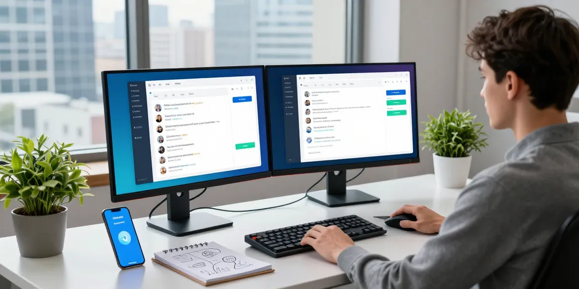 Engaging workspace of a developer using the Telegram Web Version for productivity and communication in a modern tech environment.