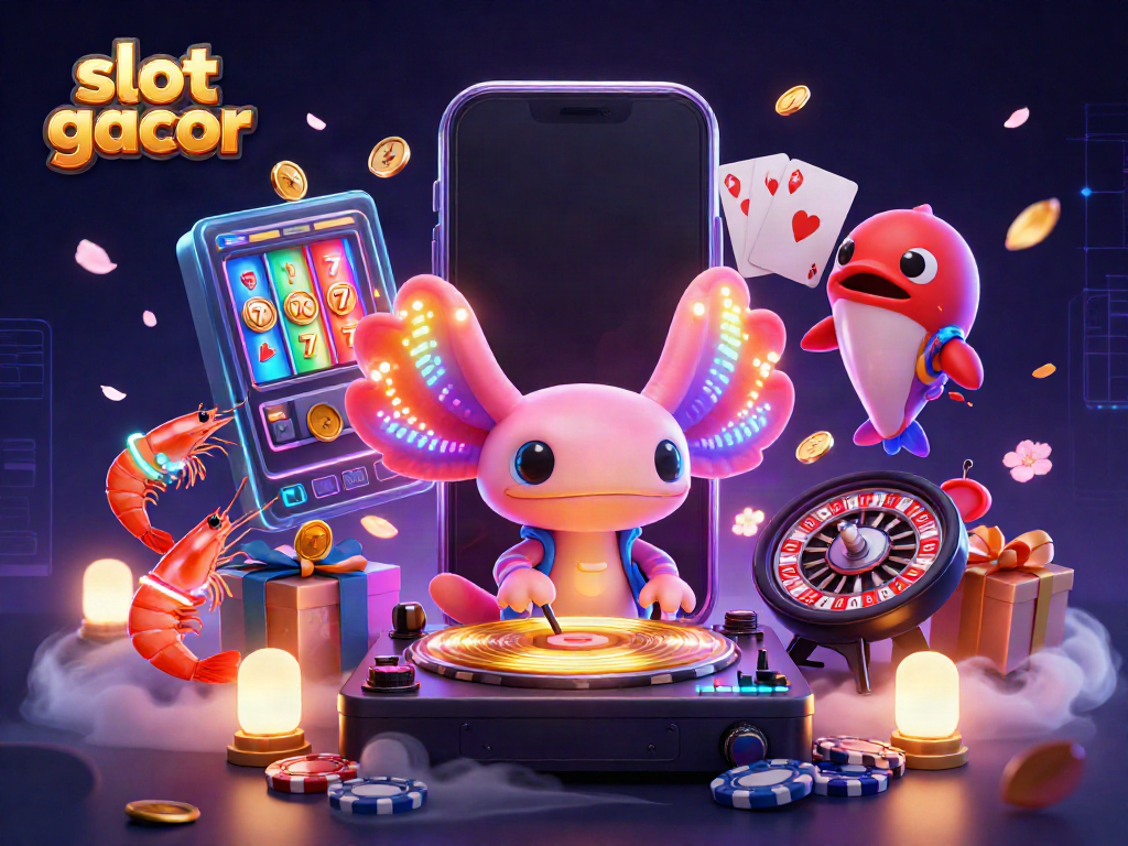 Experience the thrill of slot gacor with vibrant 3D characters celebrating jackpots in a dynamic casino scene.