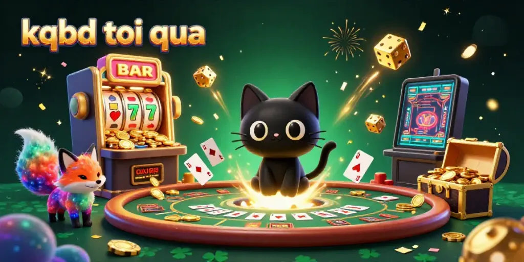 Experience the thrill of casino excitement with kqbd toi qua illustrated with a playful cosmic twist featuring vibrant game symbols.